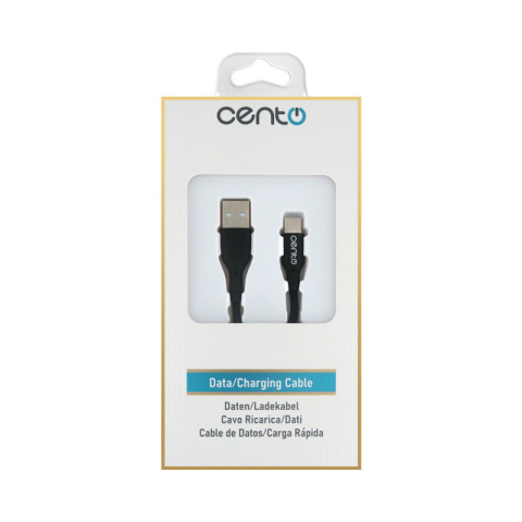 Cablu USB Type C - USB 1m 3A negru CENTO C101 conectori USB A și USB Type C [1]