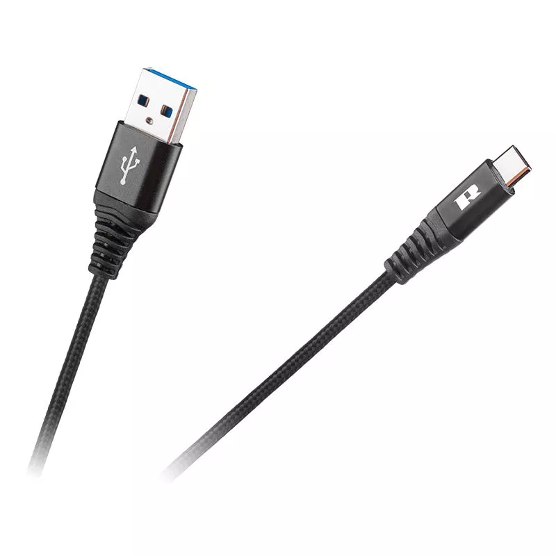 Cabluri telefon-tableta - Cablu USB - USB Type C 0.5m negru panzat REBEL – IoElectronice.ro