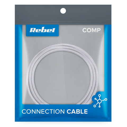 Cablu USB 2.0 A - USB Type C 0.5m alb panzat Rebel, conectori USB A și USB Type C, lungime 50 cm [2]