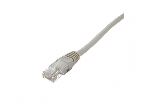 Cabluri retea RJ45 - Cablu UTP Cat5e Patch Cord 50m Gri cu Conectori Auriti, Ideal pentru Rețele de Înaltă Viteză