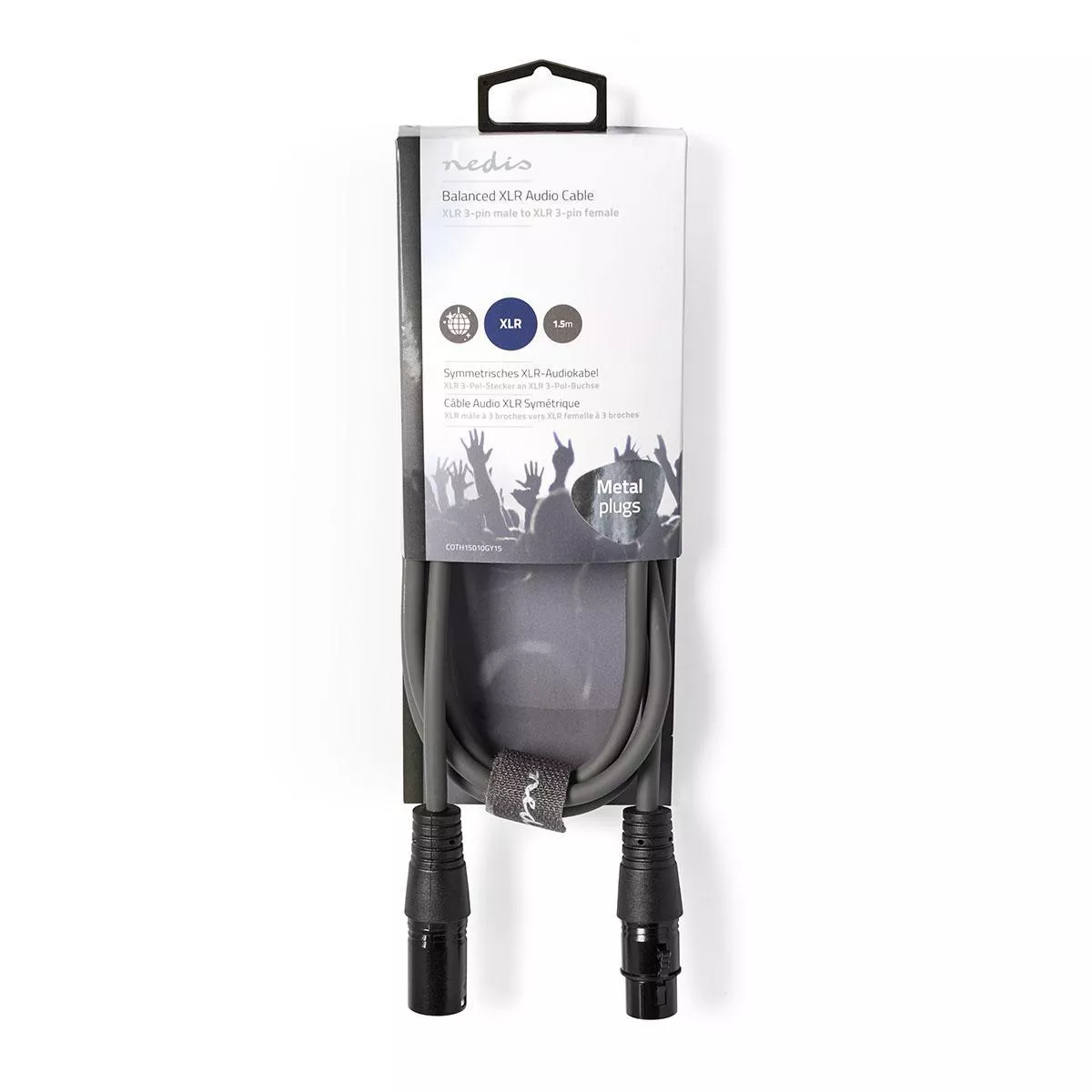 Cablu XLR 3 pini tata - XLR 3 pini mama 1.5m Nedis gri cupru stereo [2]