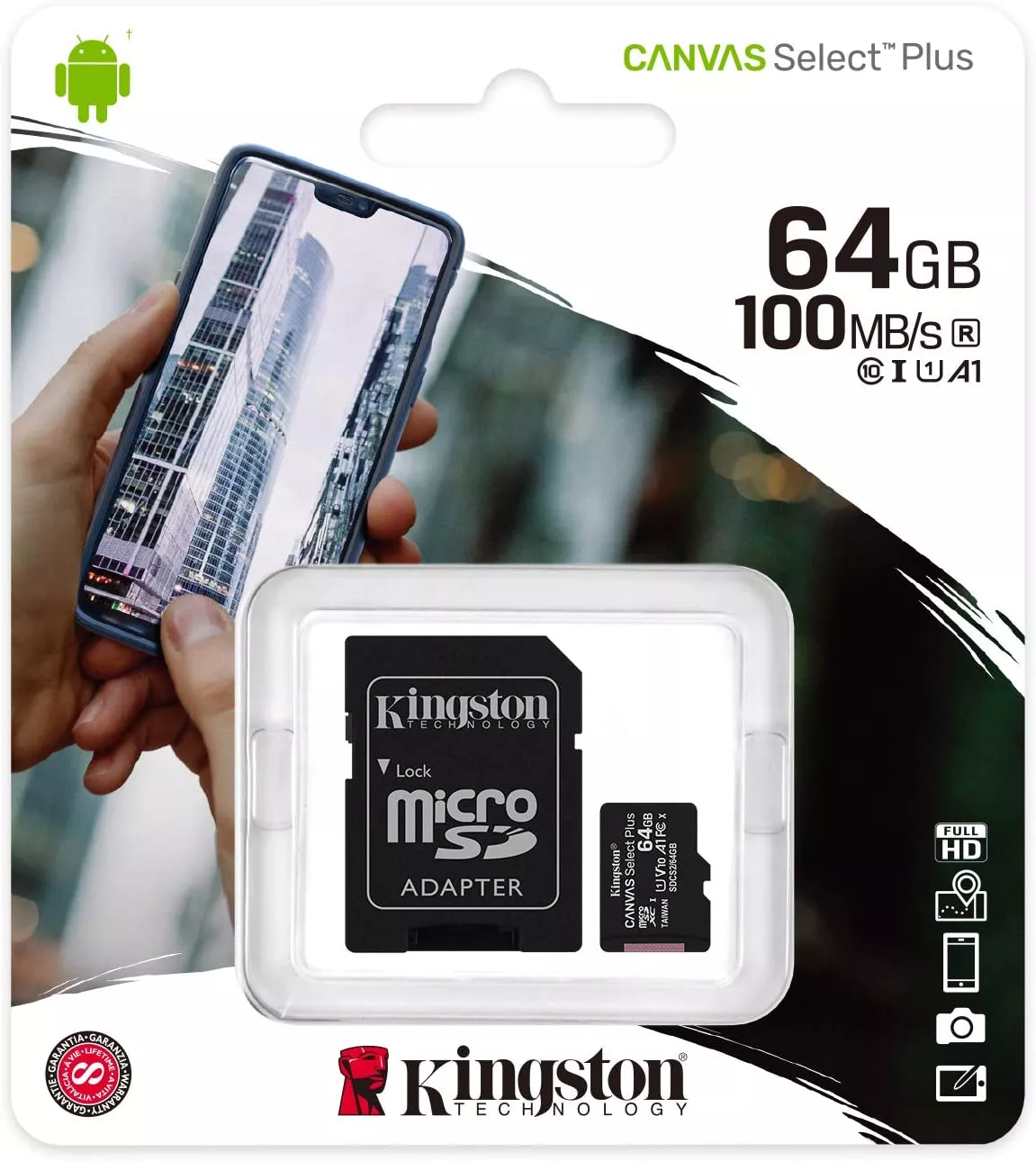 Carduri microSD - Card microSD Kingston 64GB Clasa 10 cu adaptor SD – IoElectronice.ro
