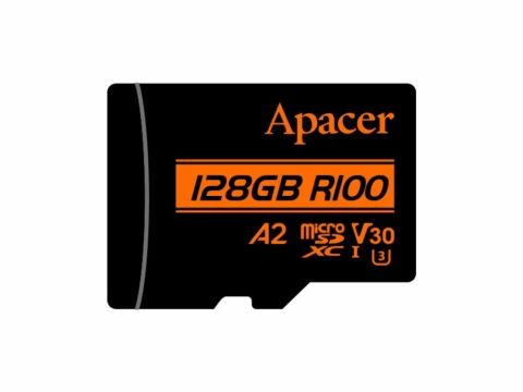 Card microSDXC UHS-I U3 V30 A2 Apacer 128GB R100 cu adaptor SD AP128GMCSX10U8-R – IoElectronice.ro [1]