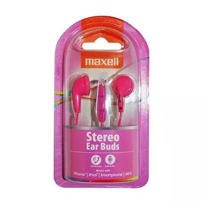 Casca in ureche 3.5 mm roz EB95 cu microfon Maxell, lungime cablu 1.2m, compatibilitate universală. [1]