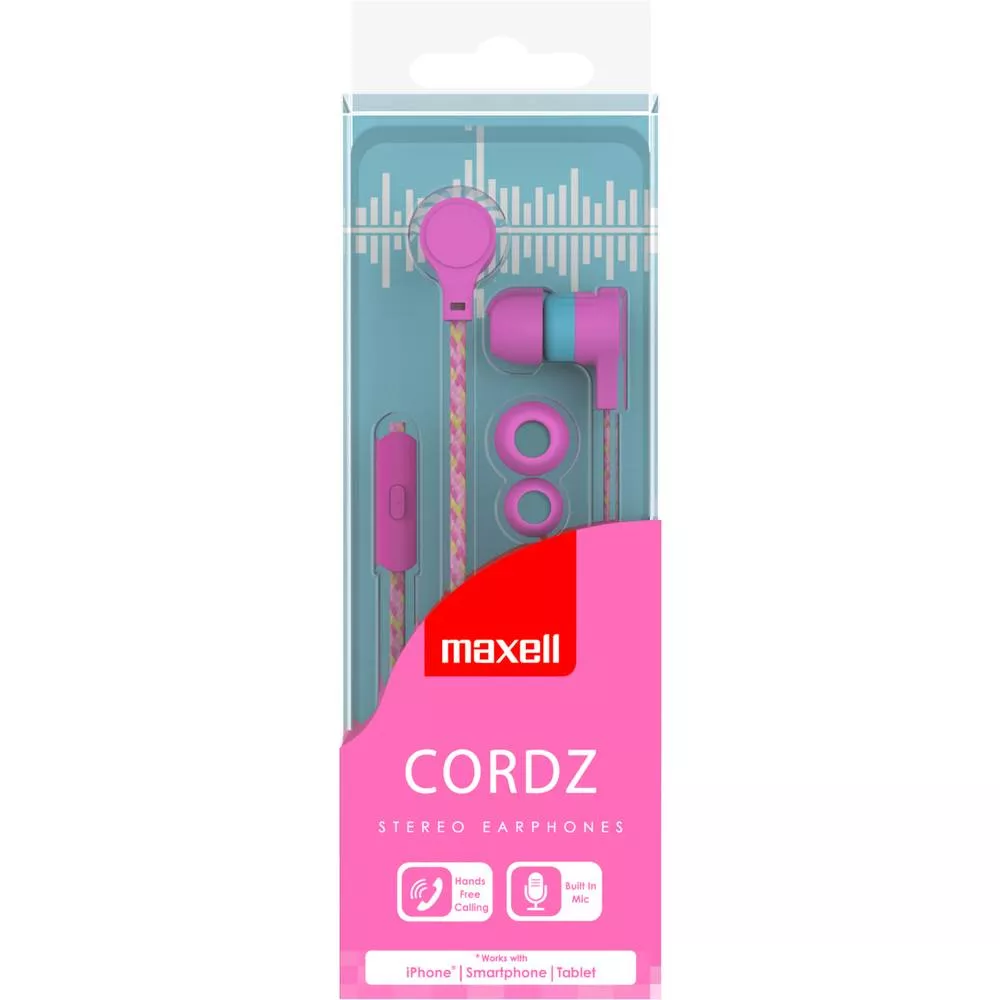 Casca in ureche roz CORDZ Maxell 3,5 mm 4 pini conector JACK cablu rotund [1]