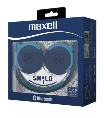 Casti bluetooth Maxell Smilo albastre cu autonomie 10 ore, compatibile cu smartphone-uri și tablete. [1]