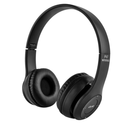 Căști wireless negru P 47 radio MP3 card microfon [0]