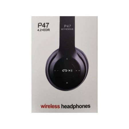 Căști wireless negru P 47 radio MP3 card microfon [3]