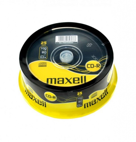 CD-R DVD - CD-R Maxell 700MB 52X – Pachet 25 bucăți, Stocare Rapidă și Sigură pentru Date, Muzică și Video