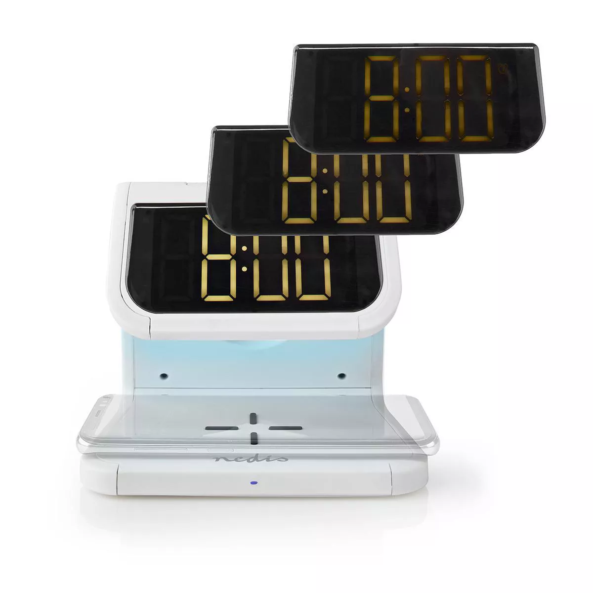 Ceas cu alarmă Nedis încărcător wireless Qi lumină multicoloră alb – IoElectronice.ro [1]