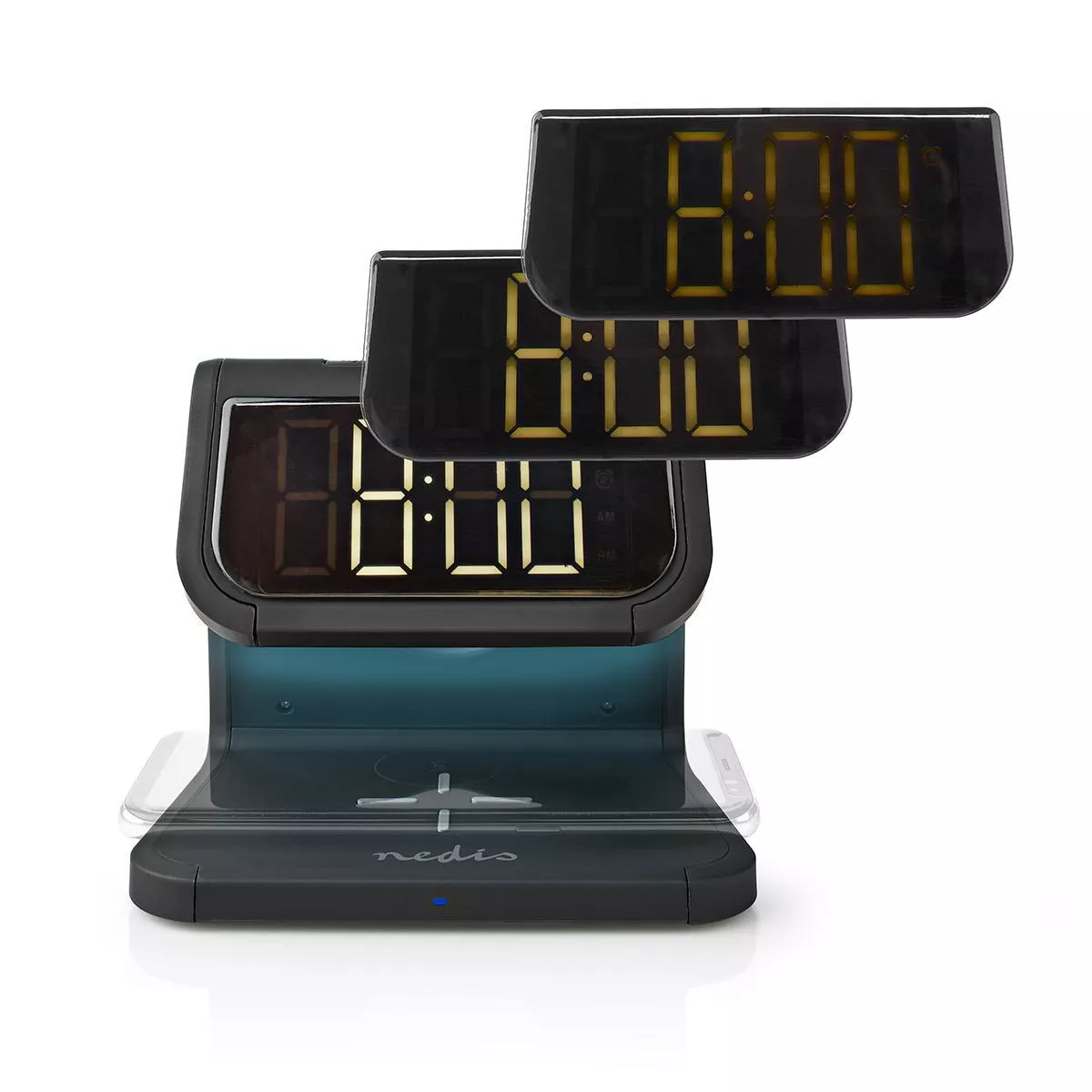 Ceas cu alarmă Nedis încărcător wireless Qi lumină multicoloră negru – IoElectronice.ro [1]