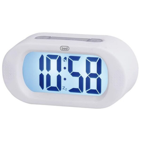 Ceasuri - Ceas de masă cu alarmă, termometru și afișaj LCD alb Trevi – design modern, funcții multiple și iluminare LED