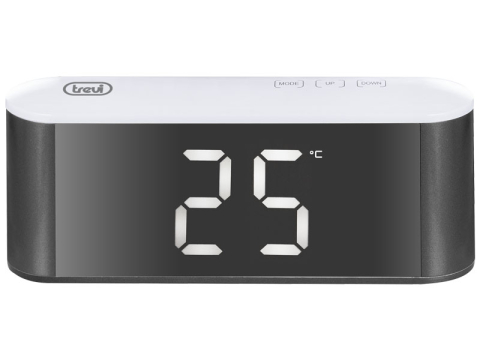 Ceas de masă cu alarmă și termometru LED alb, design elegant, funcție Snooze, dimmer și alimentare duală [1]