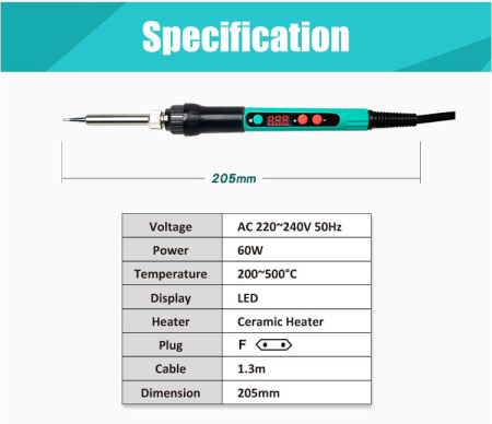 Ciocan de lipit 60W Pro'sKit SI-186F cu control temperatură, ideal pentru electronică și reparații. [2]