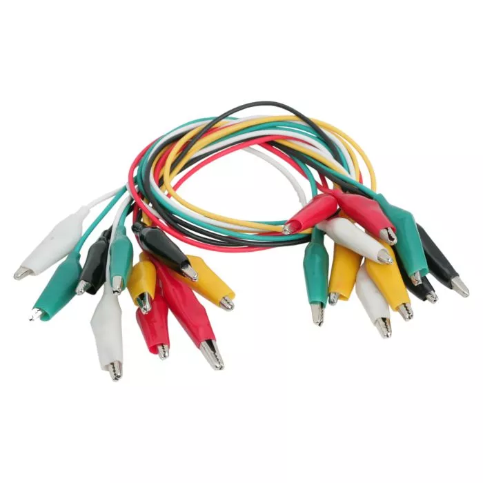Accesorii multimetre - Cleme crocodili mini set 10buc/set cablu 37cm – IoElectronice.ro