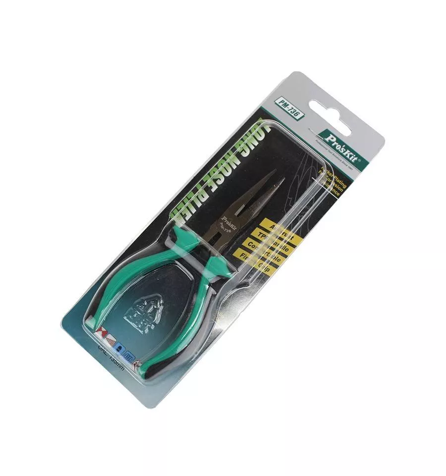 Cleste cu cioc lung 135mm Pro'sKit, model 8007, pentru prindere și tăiere precisă. [1]