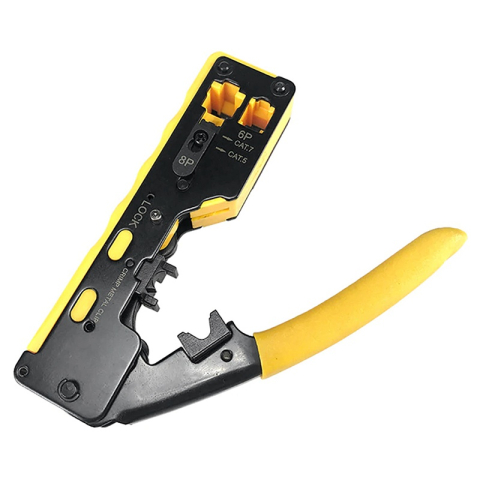 Clesti sertizare-dezizolare - Cleste sertizare RJ45 Pass Trough CAT7 CAT6 CAT5 + RJ11 6 pin HT-7088 EUROKOMP E6059 – IoElectronice.ro