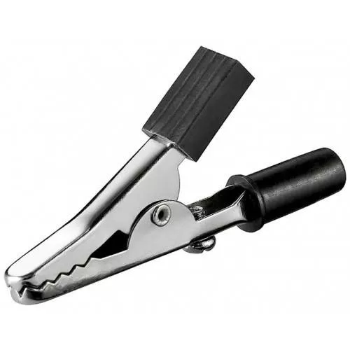 Mufe - Clip crocodil negru 45mm se poate insera pe conector banana Goobay - IoElectronice.ro