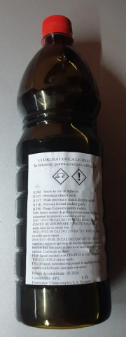 Solutii decapante - Clorură ferică 1L - Concentratie 40% | Soluție Chimică de Înaltă Calitate