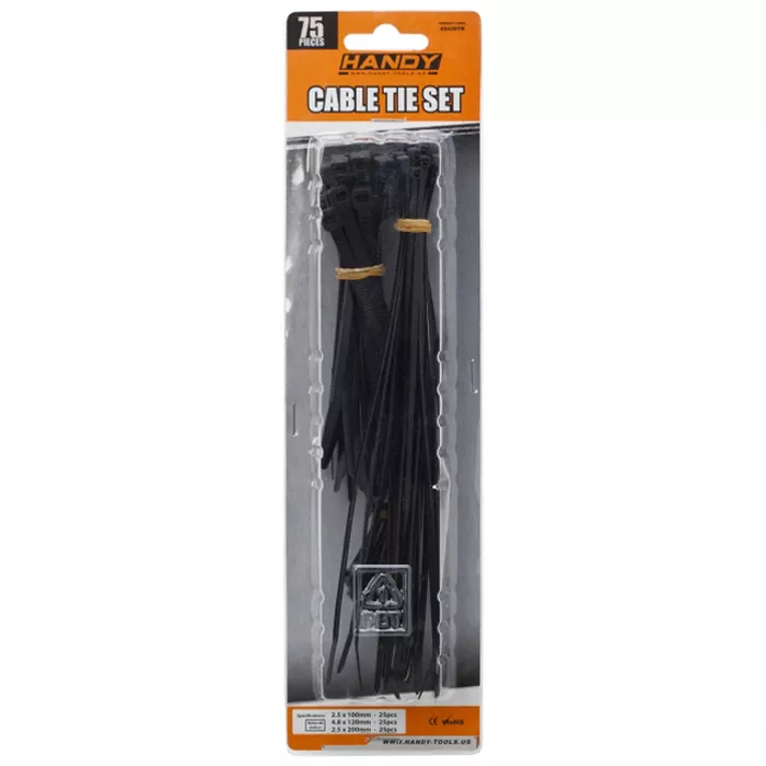 Scule mentenanta - Coliere plastic negre 75 buc Handy