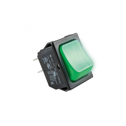 Intrerupatoare-Relee - Comutator basculant ON-OFF cu reținere 250V 10A 2 circuite cu bec verde încastrare 31x22mm R13-117 Somogyi Elektronic – IoElectronice.ro