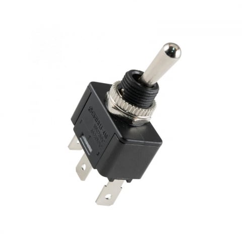 Intrerupatoare-Relee - Comutator basculant ON-OFF-ON 1 circuit 3 poziții, 250V/6A, incastrabil 12mm – Somogyi Elektronic