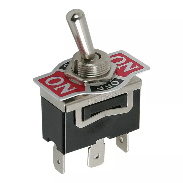 Intrerupatoare-Relee - Comutator cu brat 1 circuit 10A 250V ON-OFF-ON cu retinere – IoElectronice.ro