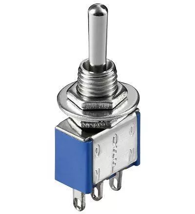 Intrerupatoare-Relee - Comutator ON-OFF-ON 3 pini cu retinere 12.5x6.5x9.5mm 3A 250V MTS-1 Goobay - IoElectronice.ro