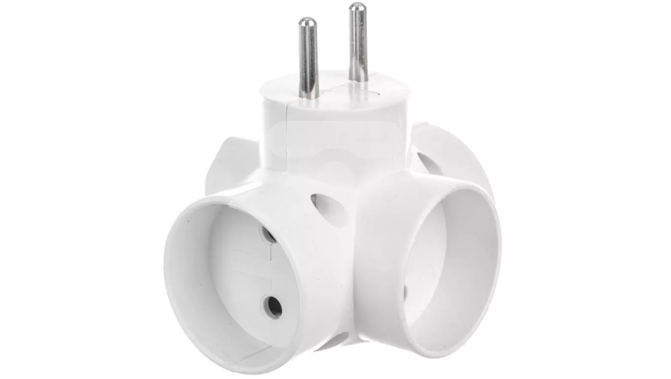 Triplu stechere - R-43 Conector AC supply splitter Layout 2P Type round flat white TIMEX-ELEKTRO