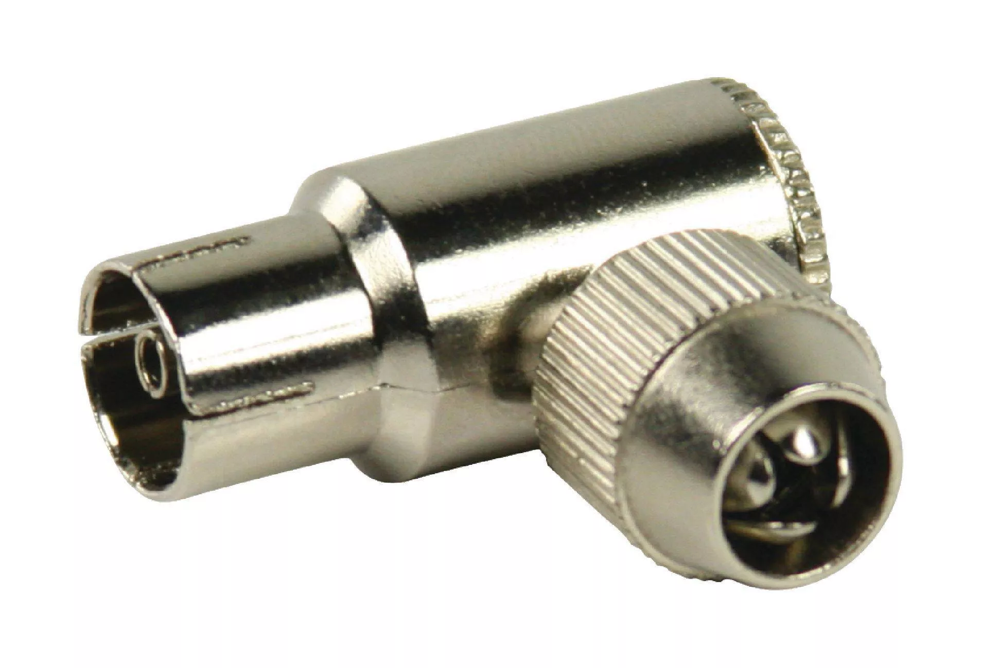 Conector coaxial mama cotit Valueline 9.5 mm argintiu, compatibil cu cabluri coaxiale, 24 luni garanție persoane fizice [1]