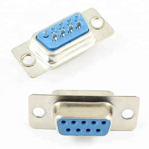Mufe Serial - Conector SUB-D SERIAL RS232 9 pini Mama, Metal, Argintiu, Pentru Lipire, D-Connector, Conexiune Sasiu sau Agățare