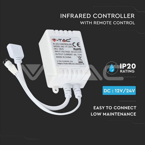 Controller LED RGB 24 butoane 12V/6A 24V/72W V-TAC – IoElectronice.ro [6]