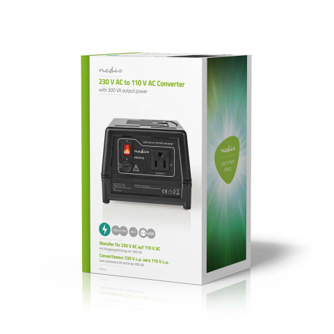 Convertor de tensiune 230V-110V 300W Nedis, ieșire USA, negru, pentru aparate electrice. [3]