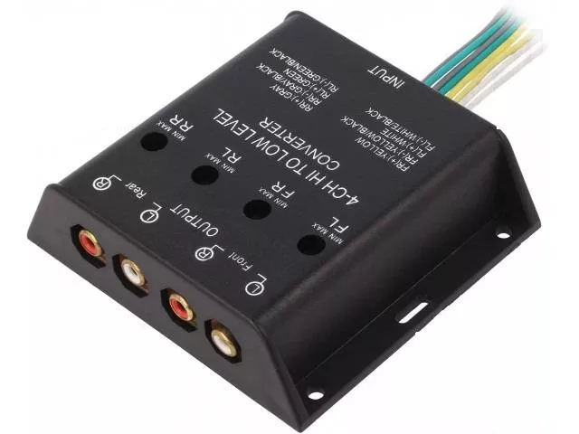 Adaptoare RCA - Convertor audio 40W 4CARMEDIA, intrare cabluri, ieșire 4x RCA aurit, compatibilitate difuzor 2x RCA, 4x RCA.