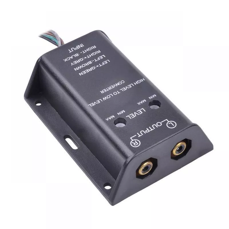 Convertor semnal RCA HI-LOW 100W, înlocuiește lipsa ieșirii RCA, reglabil, ideal pentru amplificator și difuzoare. [1]