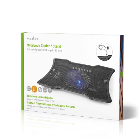 Cooler Laptop Nedis cu Ventilator Silentios, LED Albastru, Alimentare USB pentru Ecrane până la 17" [3]