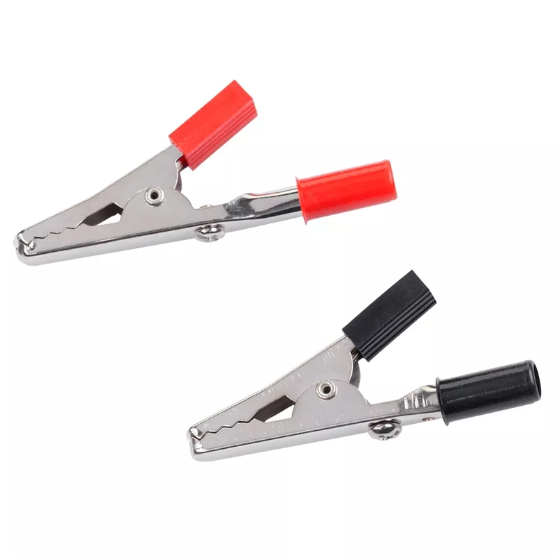 Mufe crocodil - Crocodil mediu roșu/negru 45 mm cu inserare pe conectori tip banana – IoElectronice.ro