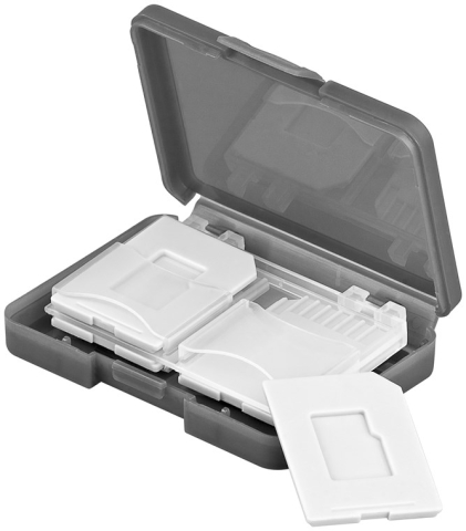 Telefoane-tablete - Cutie de stocare 4 carduri de memorie SD/Micro SD/MMC Goobay 95349