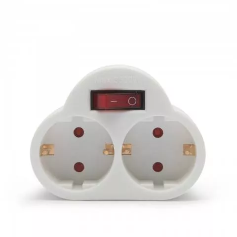 Triplu stechere - Distribuitor 1 la 2 Schuko cu Întrerupător Delight – IoElectronice.ro