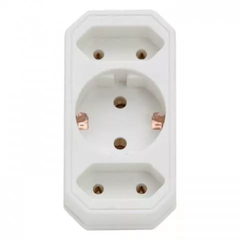Distribuitor 2 Euro și 1 Schuko cu protecție 3500W alb OEM, garanție 24 luni persoane fizice [1]