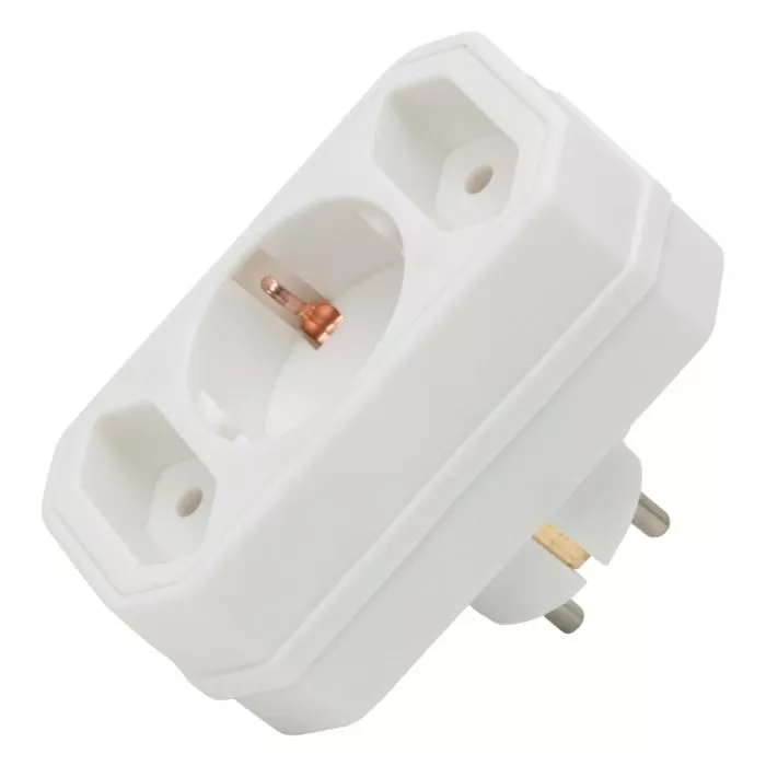 Triplu stechere - Distribuitor 2 prize simple Euro și 1 priză Schuko cu protecție – IoElectronice.ro