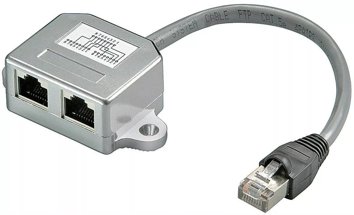 Conectica - Distribuitor RJ45 la 2x RJ45 mama Goobay, lungime 10 cm, conectori RJ45, standard 8P8C, accesorii internet.