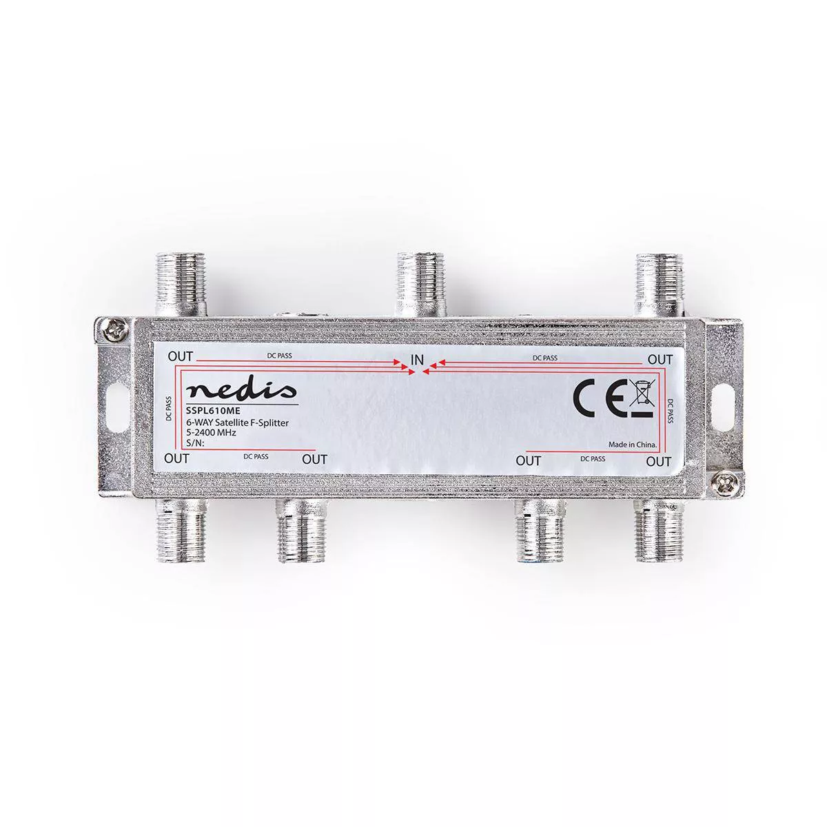 Splitere TV - Distribuitor TV Nedis Splitter 1 Intrare - 6 Iesiri, Frecvență 5-2400MHz, Impedanță 75Ω, Argintiu