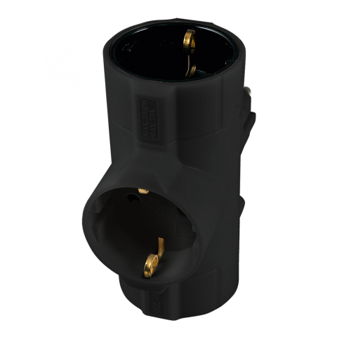 Triplu stechere - Distribuitor tip T 3x prize schuko cu protecție negru 16A 3680W TPF-26/BK Home – IoElectronice.ro