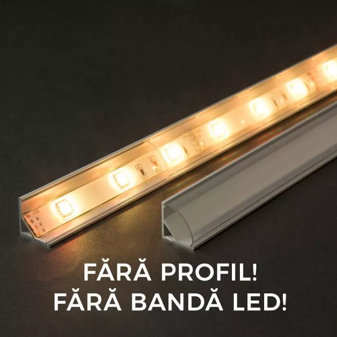 Profile aluminiu banda LED - Ecran transparent pentru profil aluminiu LED 2m Phenom Lighting, policarbonat, compatibil profil 41012A1