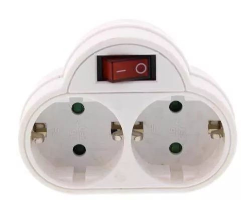 Electrice - Fisa dublă cu contact protecție și întrerupător 2x SCHUKO Well