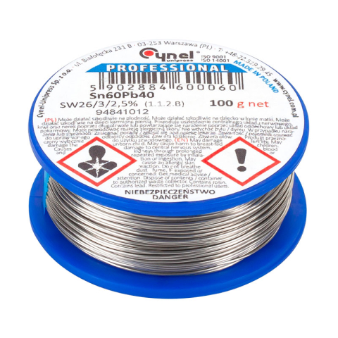 Fludor - Fludor 0.9mm SN60 PB40 rola 100g CYNEL pentru lipire electronică, aliaj cu 60% staniu și 40% plumb