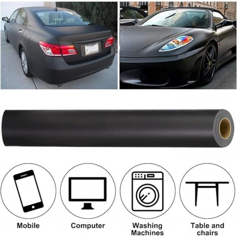 Folie auto mat neagră Bubble Free pentru colantare integrală, 3m x 1,52m, finisaj premium [7]