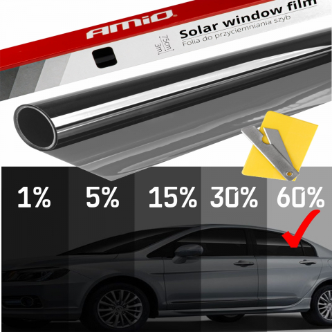 Accesorii Autoturisme - Folie fumurie Light Black 0.75x3m – Protecție solară, reducere temperatură, ușor de montat, 60% transparență