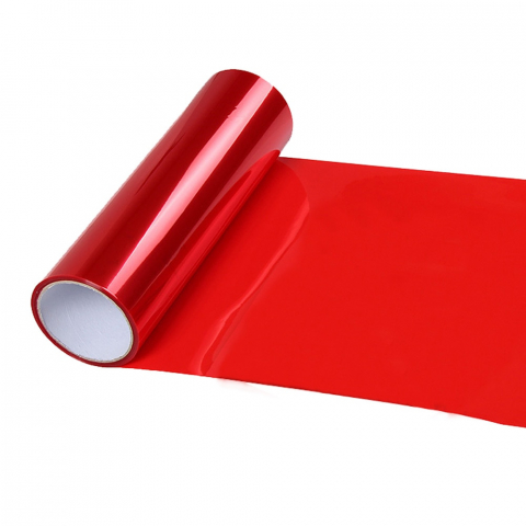 Folii Auto - Folie de Protecție Faruri și Stopuri Auto - Roșu, PVC, Rezistent UV, 1m Liniar, Pentru Tuning și Evenimente Auto
